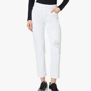 NWT Kut from the Kloth Reese High-Rise Fab Ab Ankle Straight Raw Hem White Sz 6